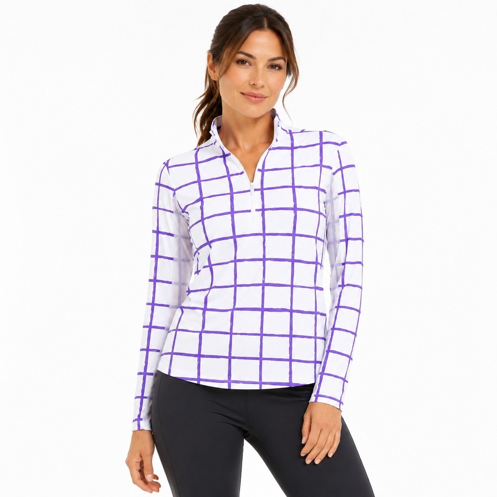 IBKUL Cordova 1/4 Zip Sun Shirt Women XS Long Sleeve Tennis Golf Active UPF 50+
